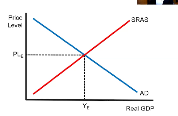 <ul><li><p>Between AD and SRAS</p></li><li><p>Equilibrium points: Where QAS AND QAD meet at a price level. </p></li></ul>