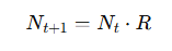 <p>N(t+1)=N(t)xR</p>