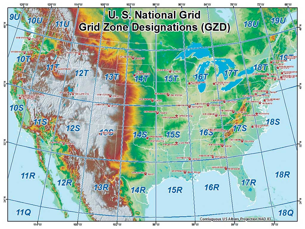 <p> a grid system for identifying locations in the United States</p>