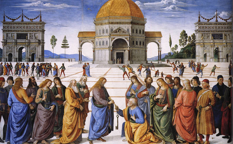 <p>Christ giving the keys to st. peter, Italian Renaissance</p>