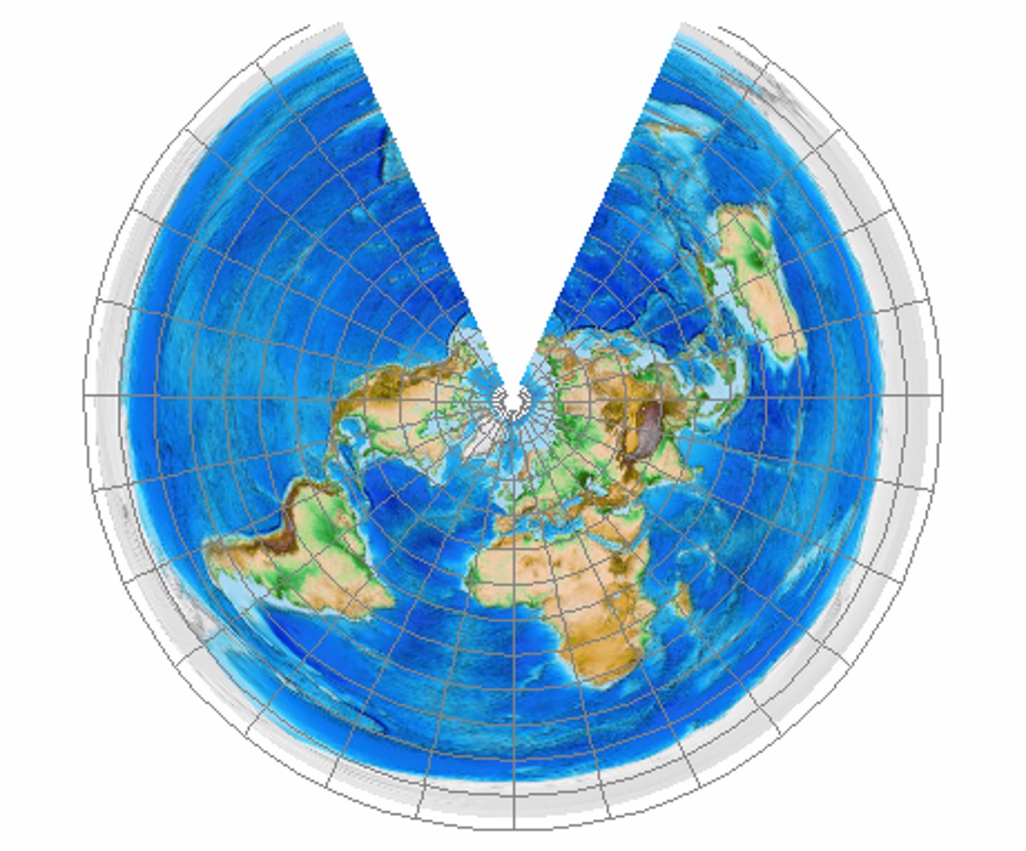 <p>preserves true scale between one or two points to every other point on the map, or along every meridian.</p>