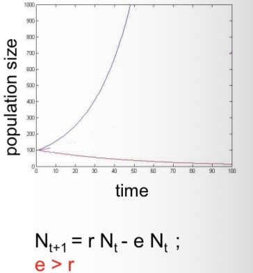 <ul><li><p>harvesting wild organisms at rates that are faster than the rates at which they can recover.</p></li><li><p>Exploitation > growth rate</p></li></ul><p></p>