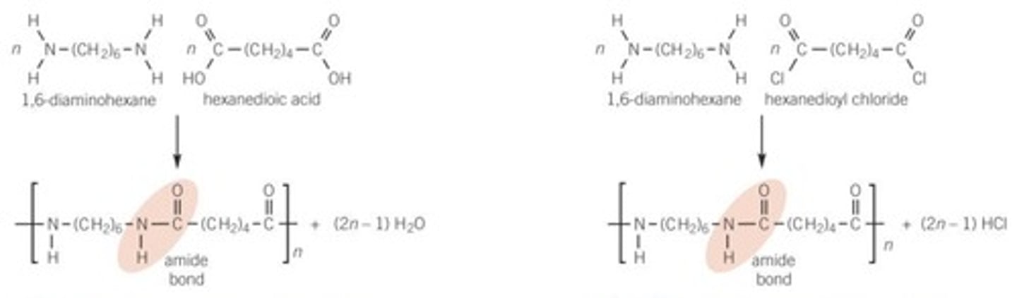 <p>can be made with a diamine and a dicarboxylic acid (or acyl chloride)</p>
