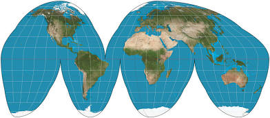 <p>What are the pros and cons of a goode-homosline map?</p>