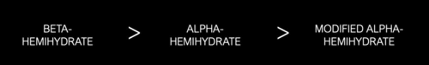 <p>less water is need to "Wet" the particles and thus the more dense, less porous the set mass</p>