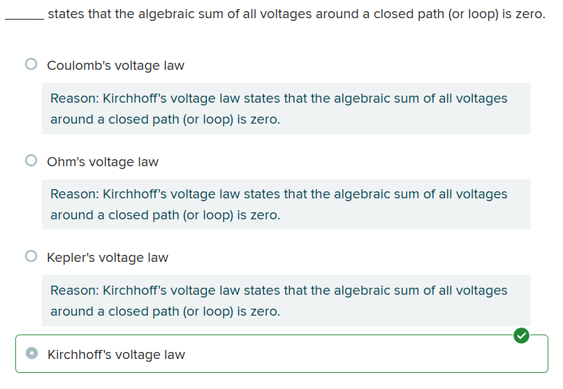 <p>d. Kirchhoff's voltage law</p>