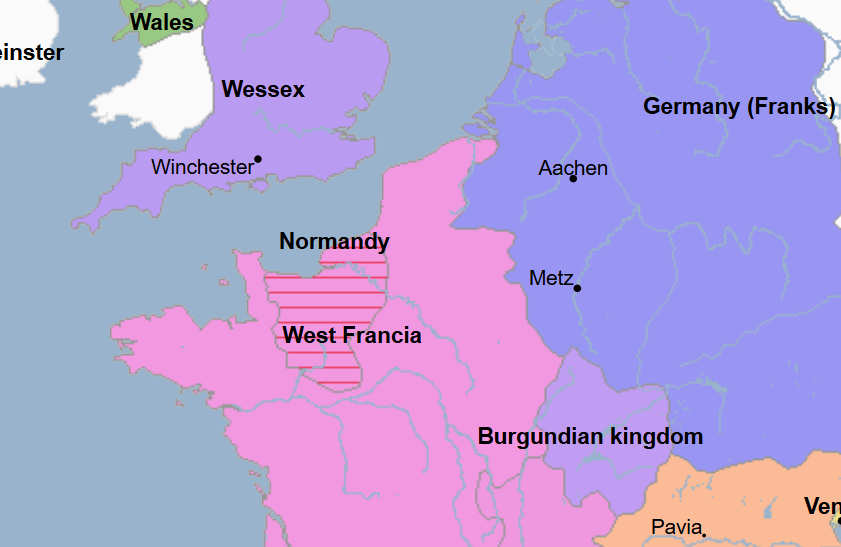 <ul><li><p>First Ruler (Duke) and Founder of the Duchy of Normandy</p></li><li><p><span>In the Treaty of Saint-Clair-sur-Epte</span>, he received the lands from Charles the Simple and the West Franks that would come to comprise the Duchy of Normandy and in exchange he swore to </p><ul><li><p>Pay homage to Charles the Simple and the Franks thereafter</p></li><li><p>Defend the Duchy of Normandy from other Vikings </p></li><li><p>Accept baptism (convert to Christianity) </p></li></ul></li></ul><p></p>