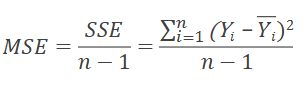 <p>Average squared error: SSE / (n – 1); reflects typical squared miss size.</p>