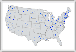 <p><span><span>shows the specific location and distribution of something using a map where a dot represent a spacial quantity&nbsp;</span></span></p>