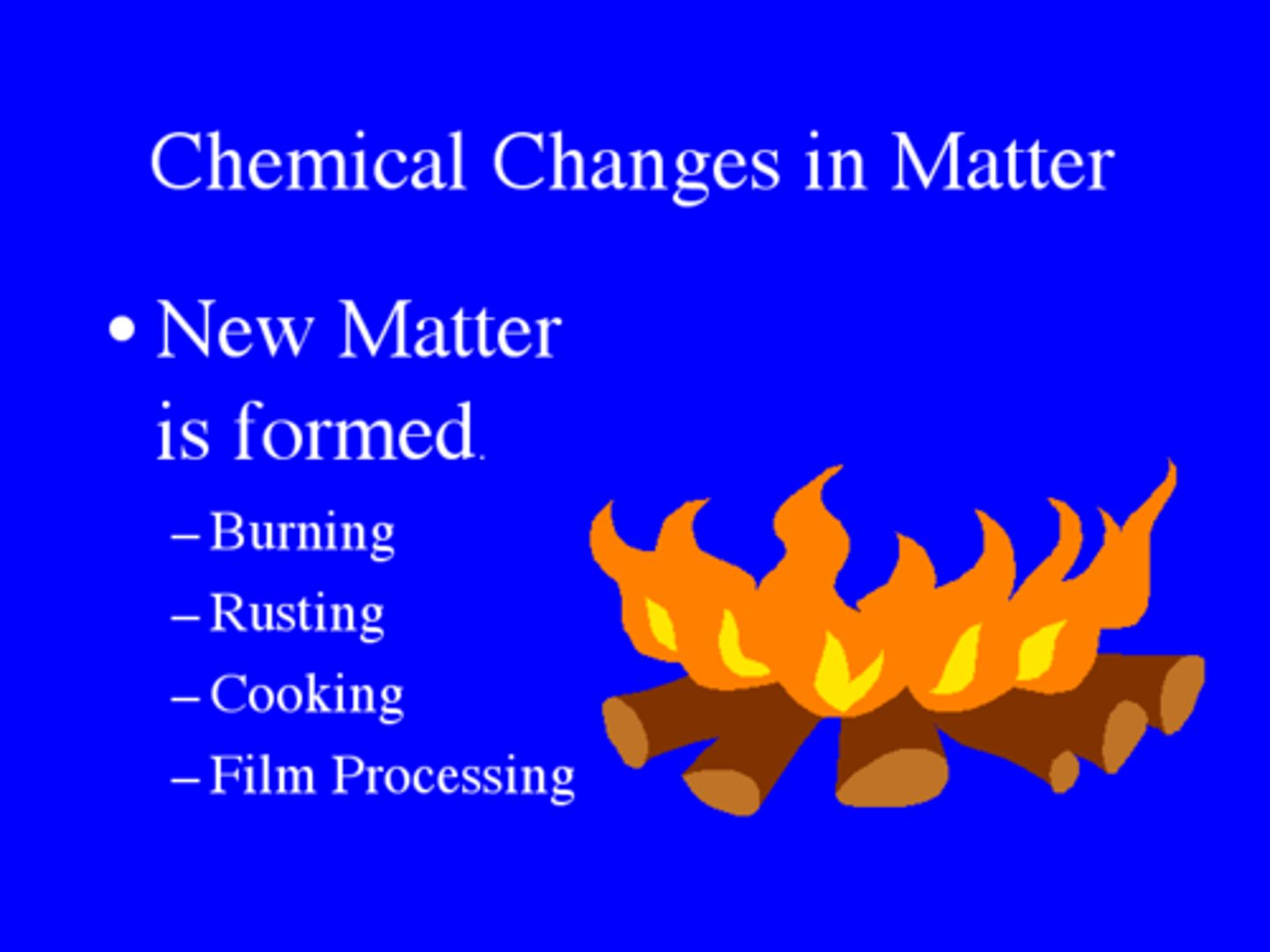 <p>A change in matter that produces one or more new substances</p>