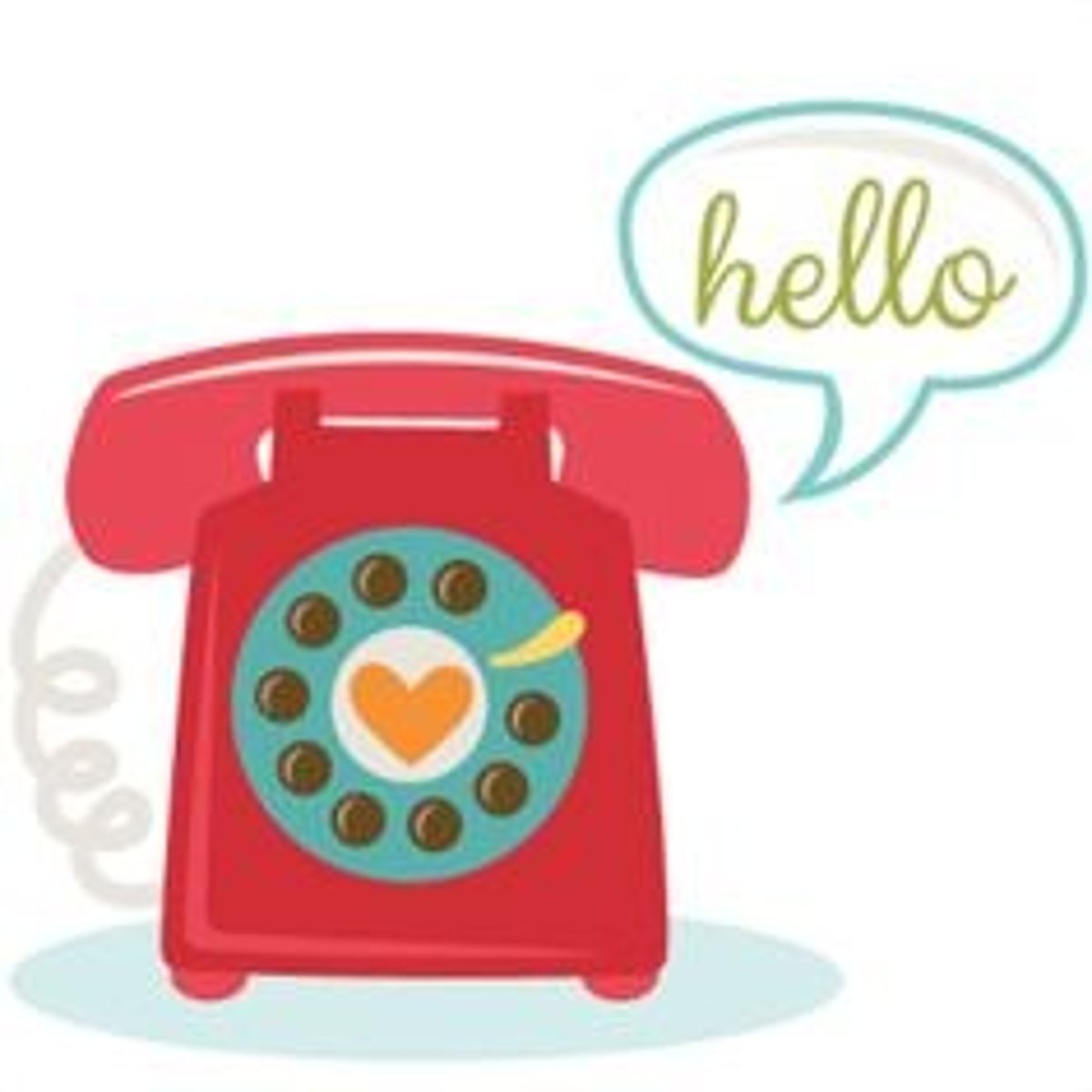 <p>hello (on the phone)</p>