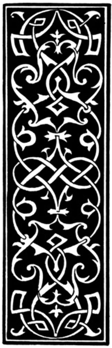 <p>Decorative scroll work or other intricate ornamentation consisting of foliage, vases, leaves and fruits, or fantastic human and animal figures.</p>