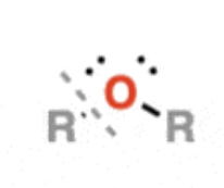 <ul><li><p>R-O-R —&gt; oxygen atom flanked by two bonds to carbon</p></li><li><p>commonly used as lab solvents </p></li><li><p>examples: diethyl ether, tetrahydrofuran, dioxane </p></li><li><p>cannot serve as hydrogen-bond donor</p></li></ul><p></p>
