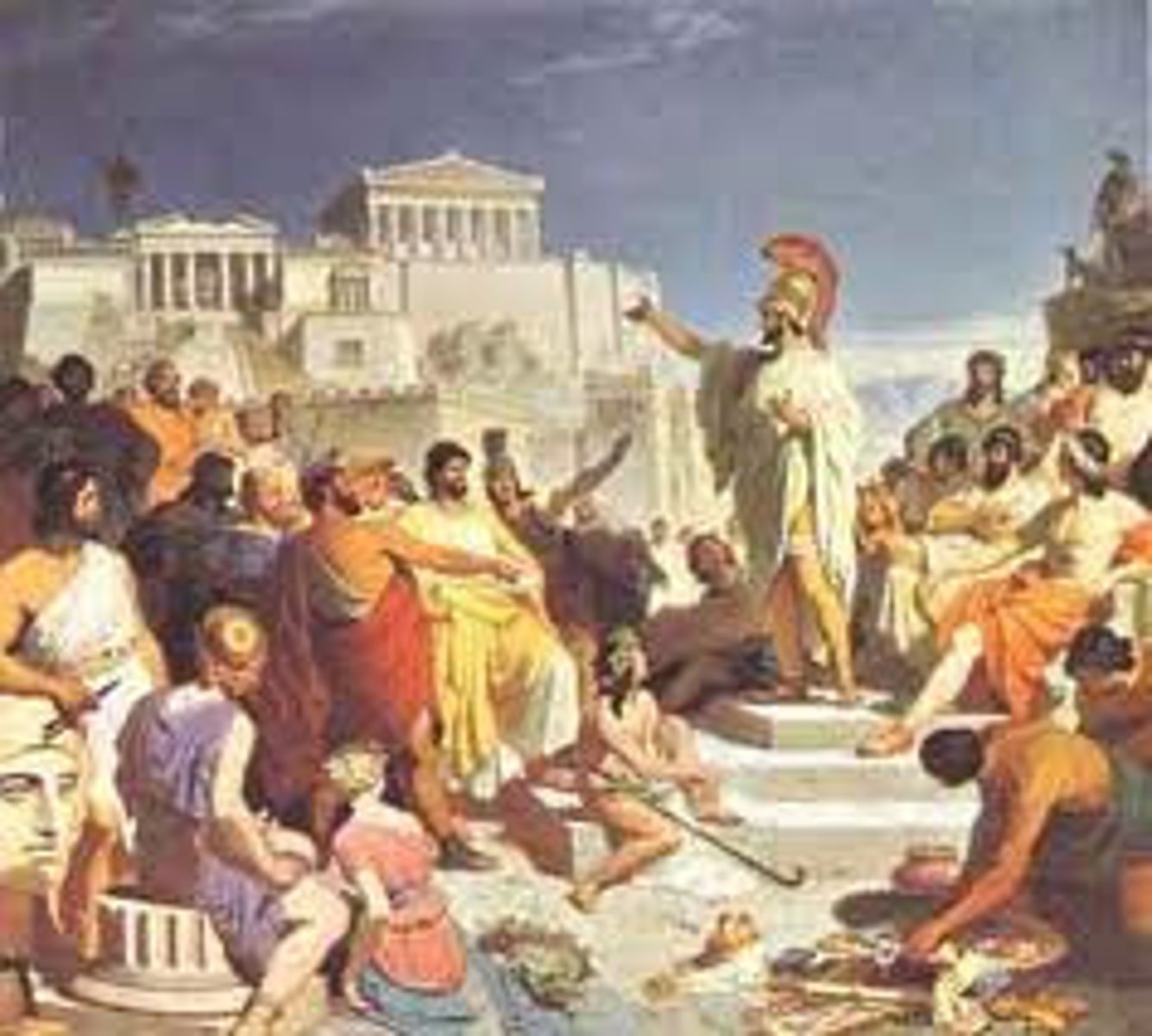 <p>A famous speech given by the Athenian leader Pericles, honoring those who died in the Peloponnesian War.</p>