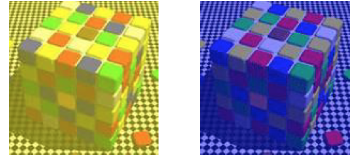 <p>Explain the process of colour constancy from this image.</p>