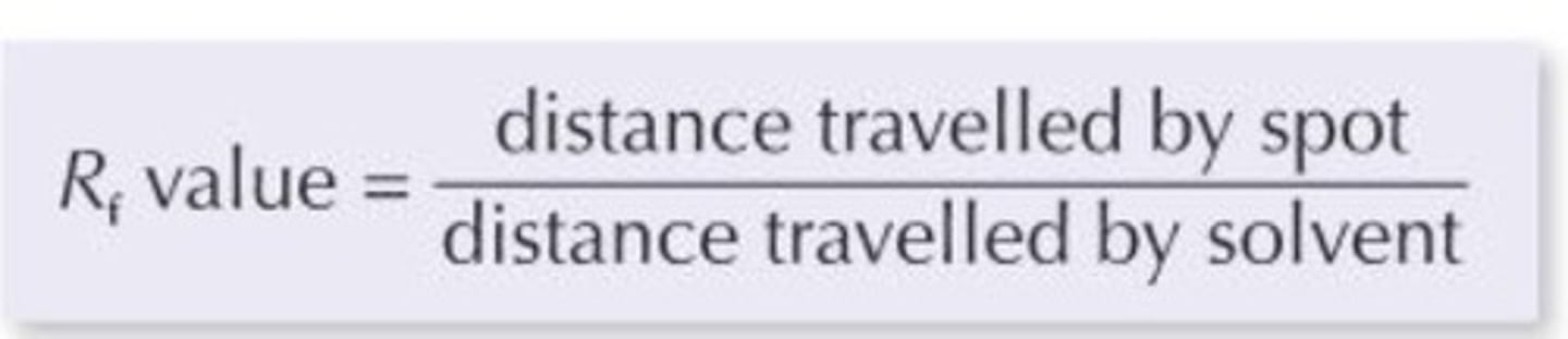 <p>distance moved by spot/distance moved by solvent</p>