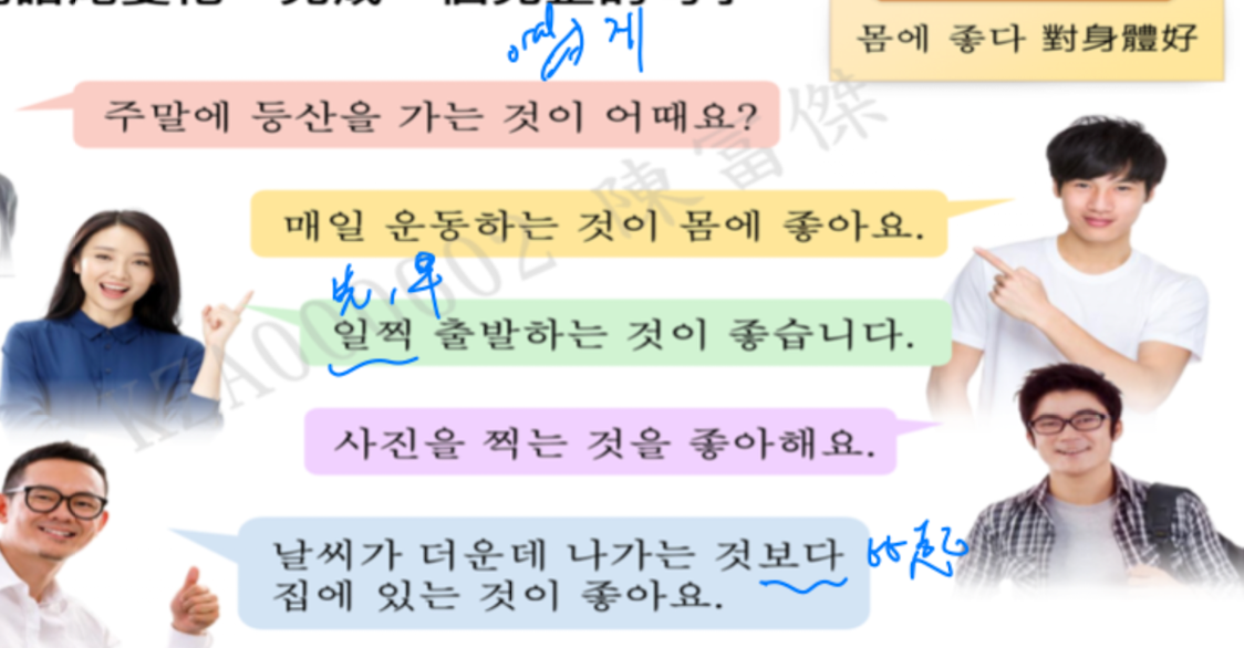 <p>V to N</p><p>있다/없다也是哦</p><p></p><p>跟跟 -기的不同在於 는 것強調這件事本身</p>