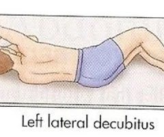 <p><em>knees bent, typically arms over head</em></p>