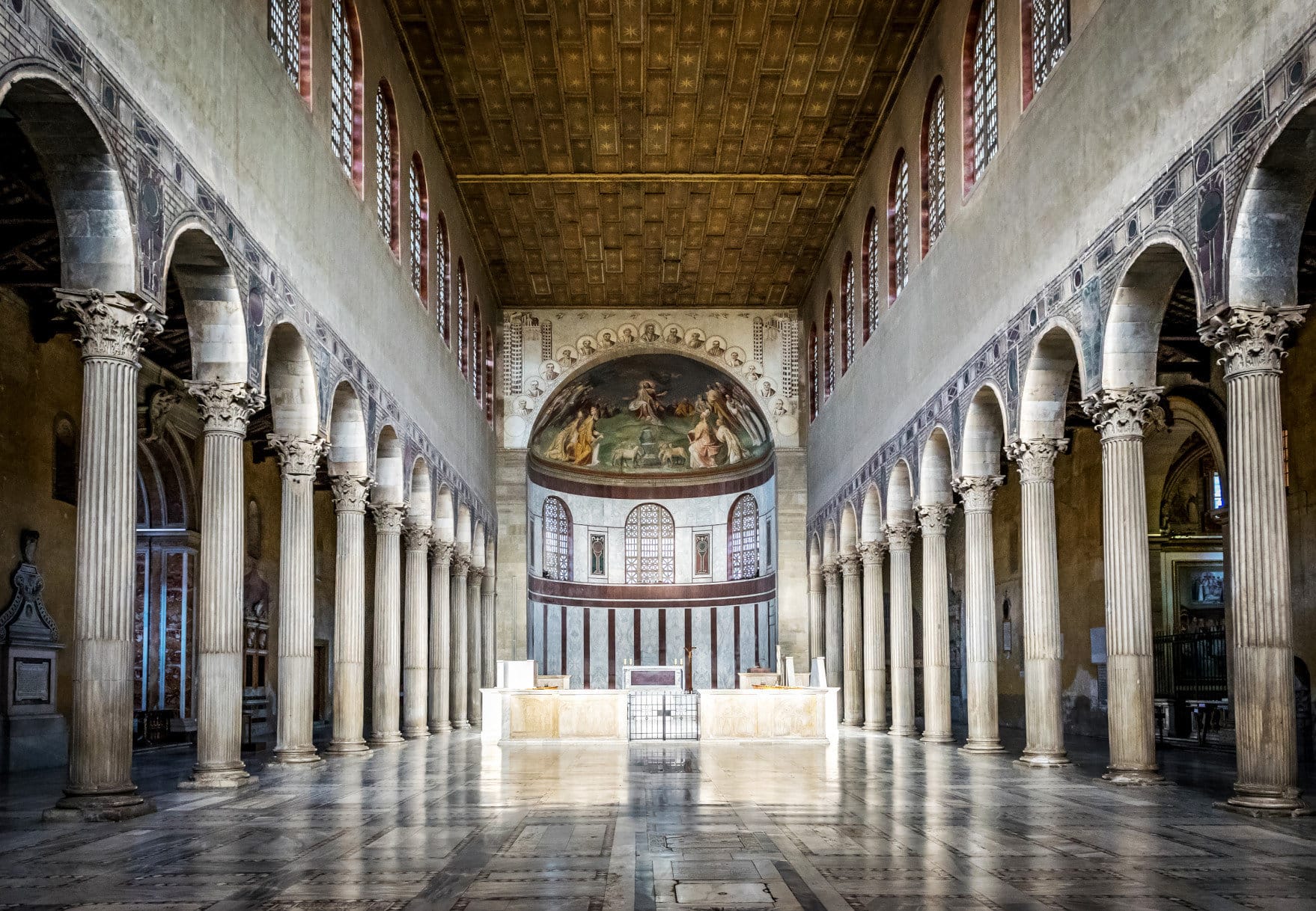 <p><strong>Santa Sabina</strong></p><p>Late Antique Europe</p><p>Rome, Italy</p><p>422-432 CE</p><p>Brick and stone, wooden roof</p>