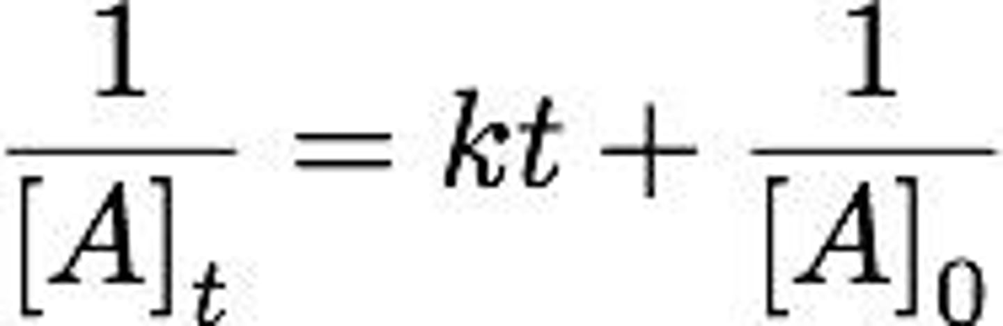 <p>1/[A]t - 1/[A]0 = kt.</p>