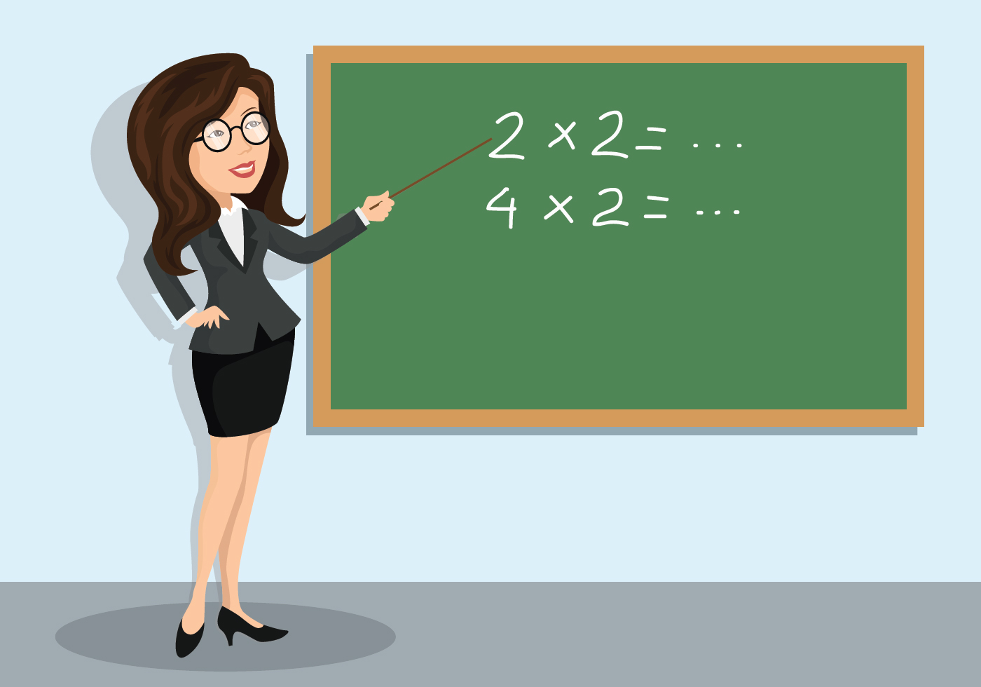 <p>Teacher teaches math</p>