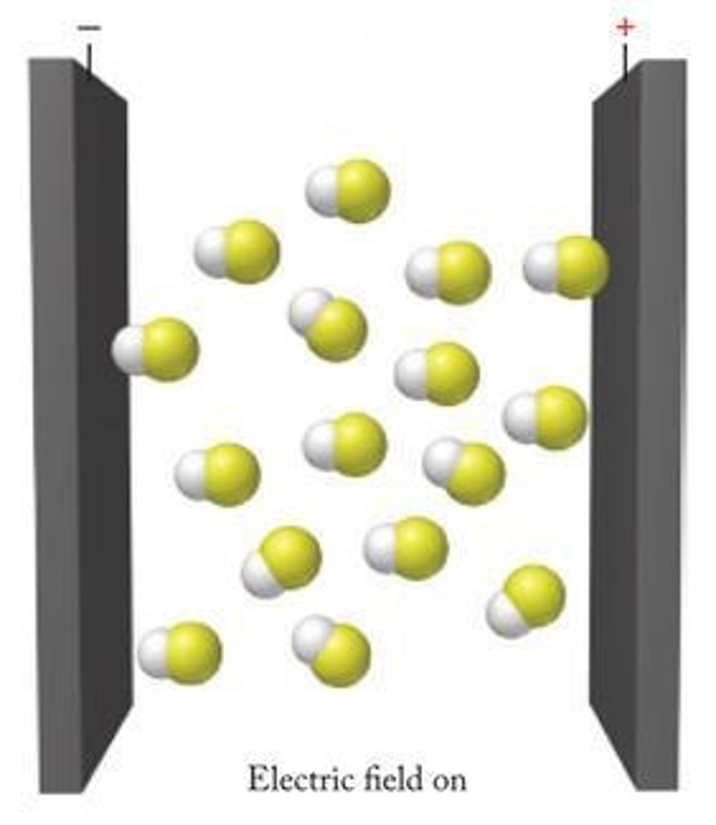 <p>Molecules become oriented.</p>