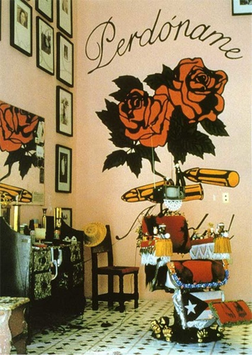 <p>Pepon Osorio</p><p>Puerto Rico</p><p>installation (mixed media w/ barber chairs, photographs, objects, video)</p><p>childhood memories</p>