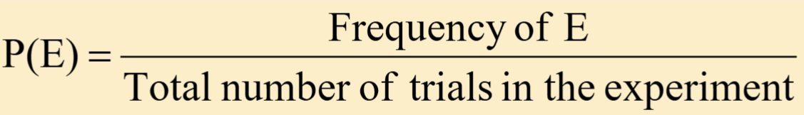 <p>Relative frequencies based on observations to estimate probability. Relies on running an actual experiment.</p>