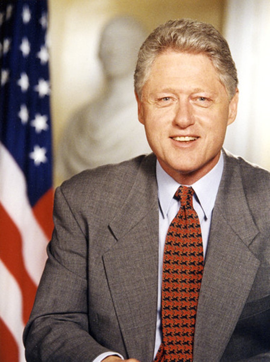 <p>(42) 1993-2001</p><p>He achieved goals such as passage of the NAFTA trade agreement and cuts in the budget deficit. But his popularity was uneven and his second term was marred by scandal.</p>