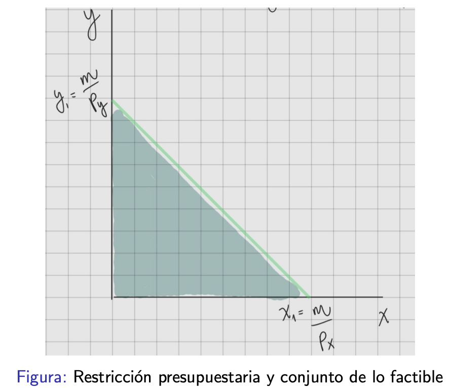 <p>Nos dice el conjunto de canastas que el consumidor puede obtener con su ingreso si no lo gasta todo.</p>