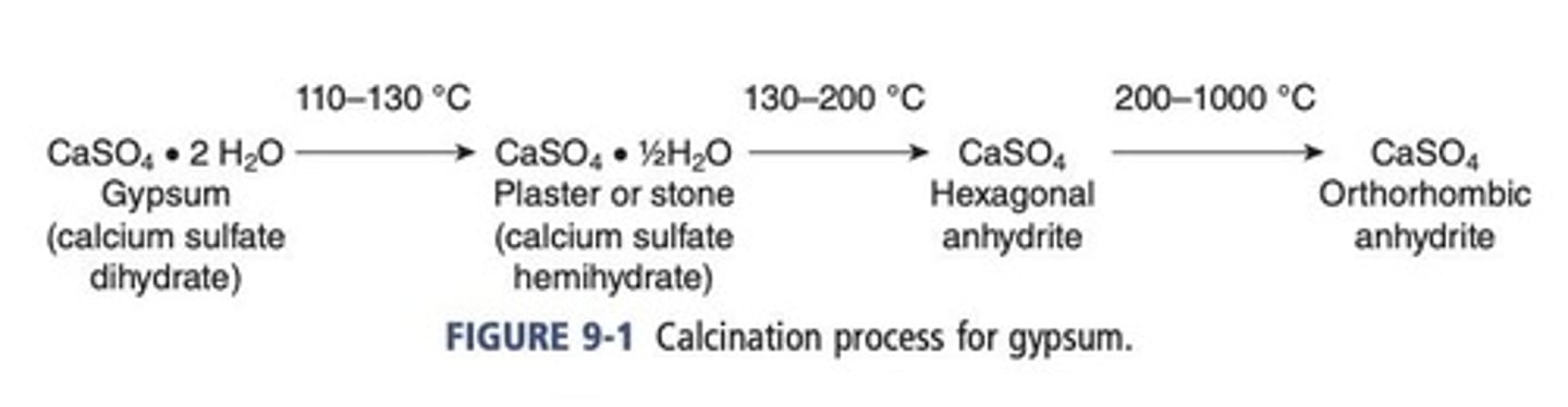 <p>The process of heating a solid material to drive off volatile chemically combined components such as water and carbon dioxide.</p>
