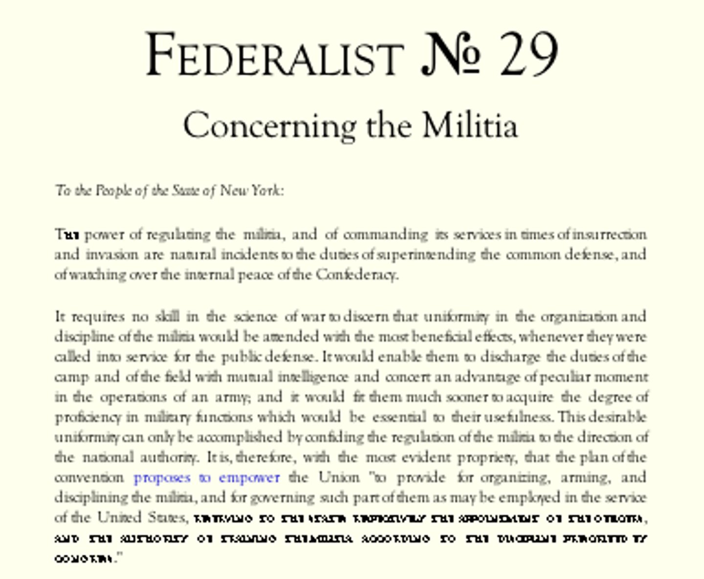 <p>Series of essays, later published as a book, written by James Madison, Alexander Hamilton, and John Jay. It argued effectively in favor of Constitution. (p. 106)</p>