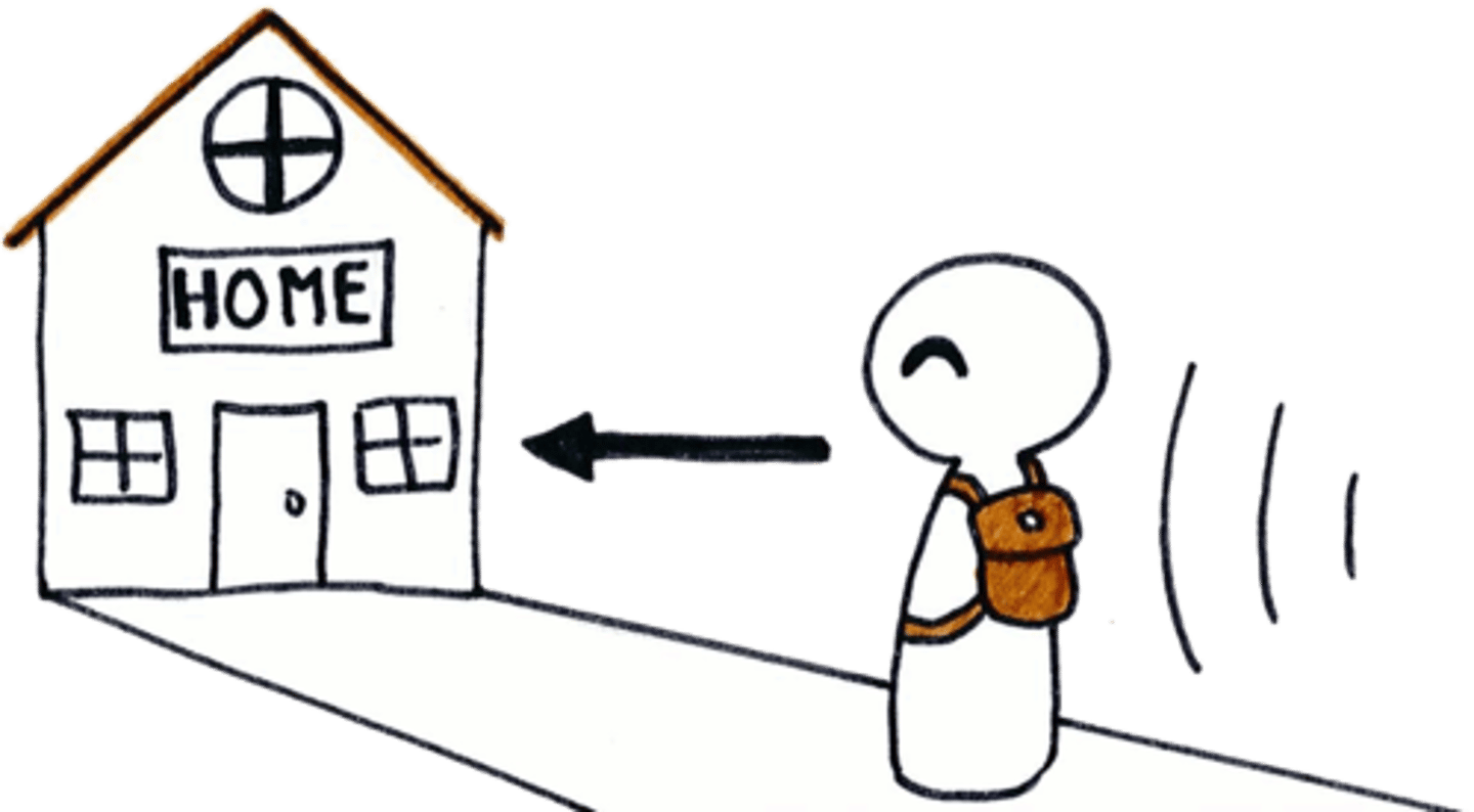 <p>to go back in/return home</p>