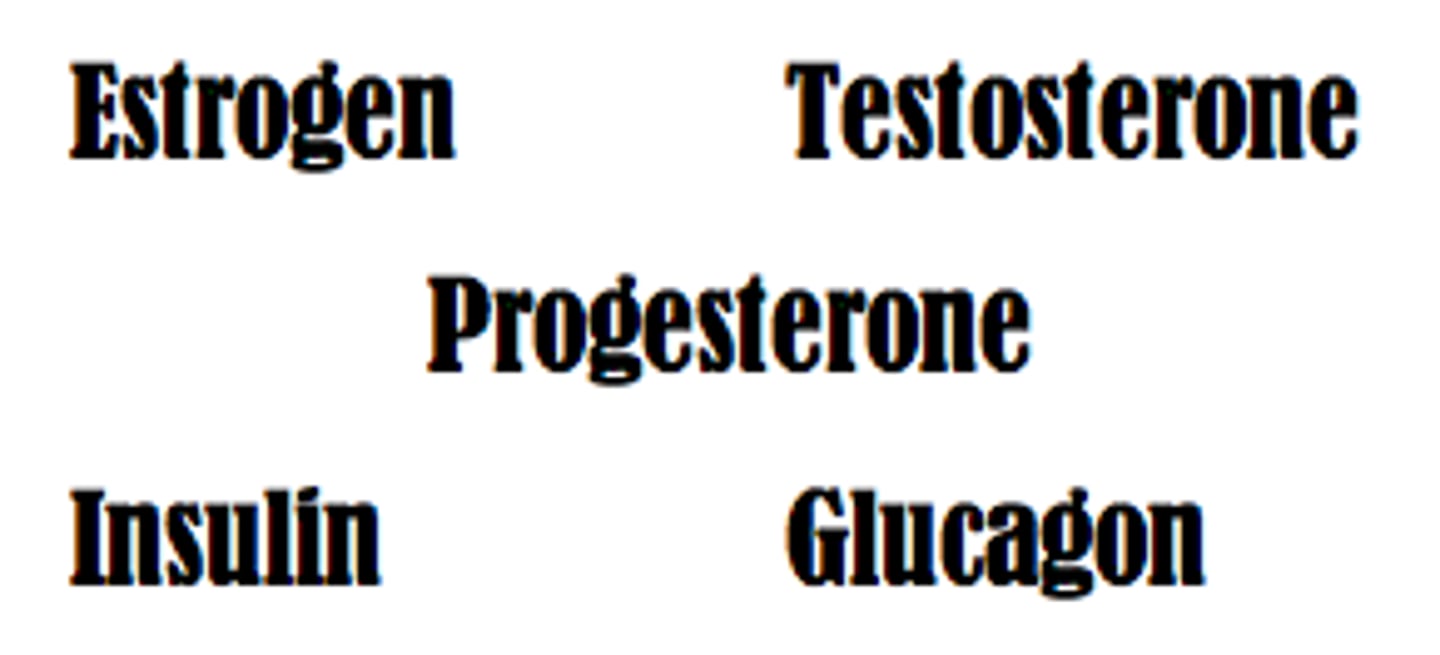 <p>a chemical messenger produced by a gland and transported by the bloodstream that regulates specific processes in the body</p>