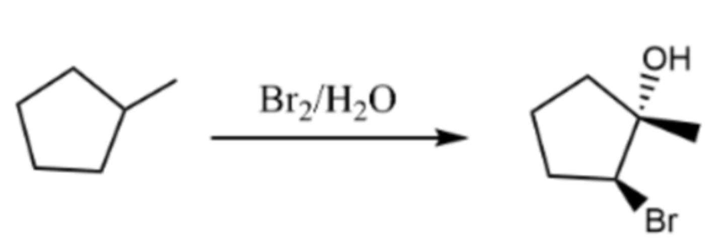 <p>halohydrin formation</p>