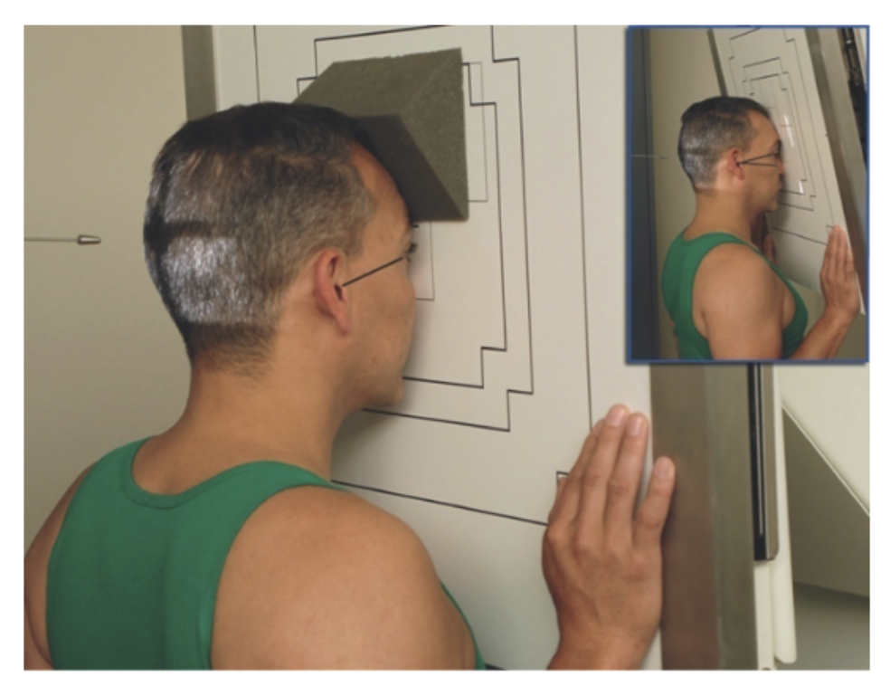<p>What is the <u>positioning</u> of <strong>PA axial: Caldwell (no angle)  </strong>for <strong>sinuses?</strong></p>