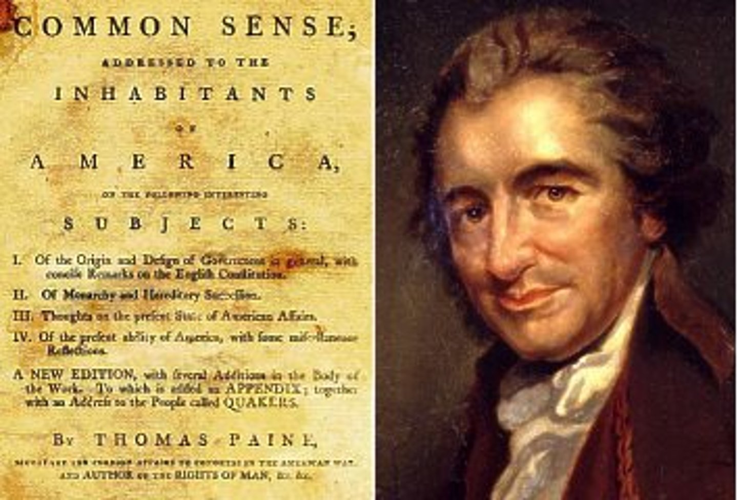 <p>A pamphlet written by Thomas Paine in 1775 advocating for American independence from Great Britain on grounds of liberty and consent of the governed; widely read in the 13 colonies</p>