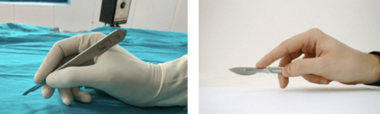 <p>cada forma de sujetar el bisturí es para una técnica diferente. ¿qué método es para qué propósito?</p>