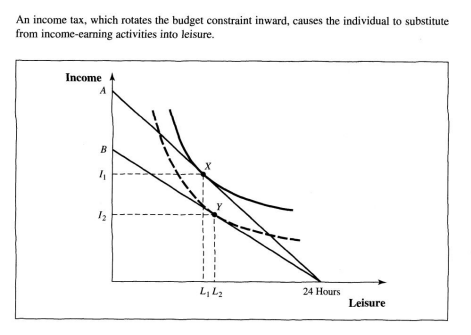 <p>Nontaxed activities = leisure. An income tax gives an incentive to leisure activities, as due to tax you make less hourly.</p>