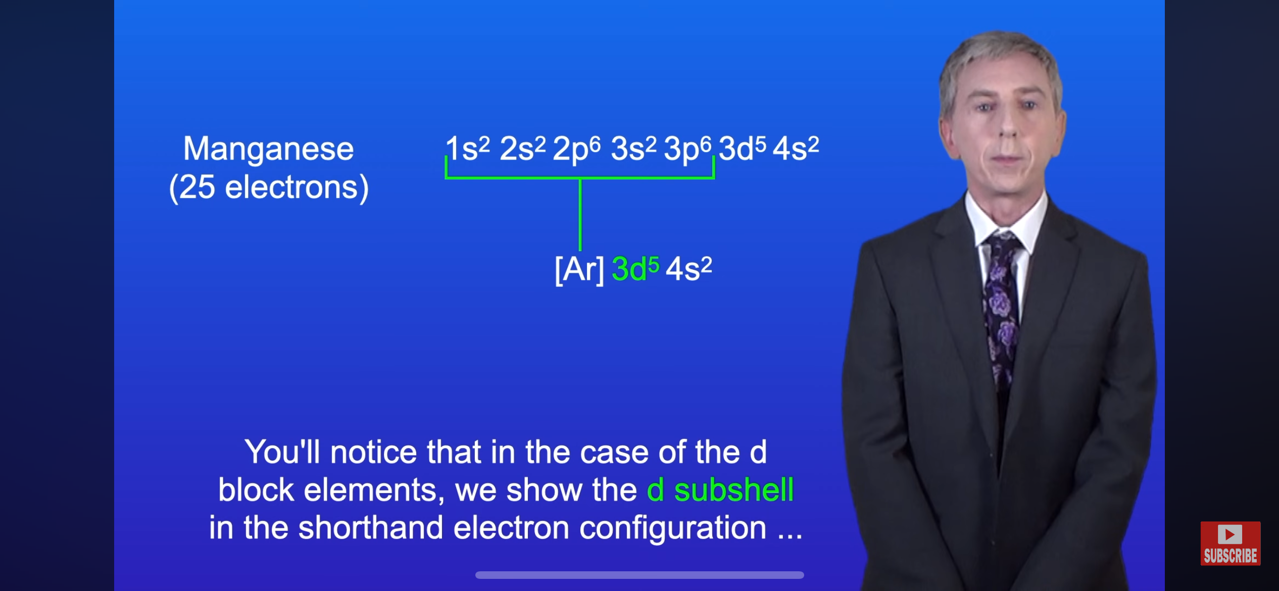 <p>In the image, why is the d-sub-shell shown in the shorthand configuration?</p><p>Are we only allowed to use the noble gas that is closest to the actual element of our electron configuration when doing the shorthand electron configuration?</p>