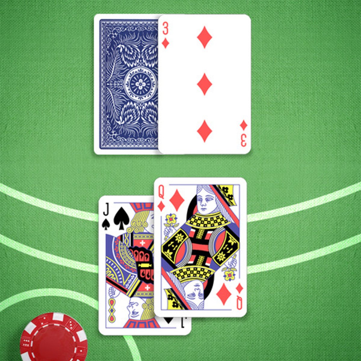 <p>You: 10,10</p><p>Dealer's Upcard: 3</p>