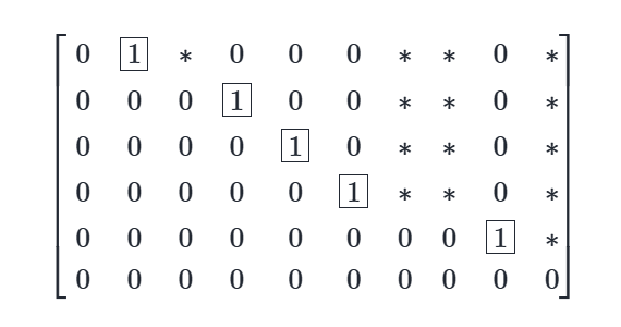 <p>if it is in echelon form, and furthermore:</p><ol><li><p>The leading entry in each nonzero row is 1.</p></li><li><p>Each leading 1 is the only nonzero entry in its column.</p></li></ol><p></p>