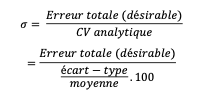 <ul><li><p>On <strong>considère le biais = 0</strong> (car non visible sur les contrôles internes)</p></li><li><p>La formule se simplifie :</p></li></ul><p></p>