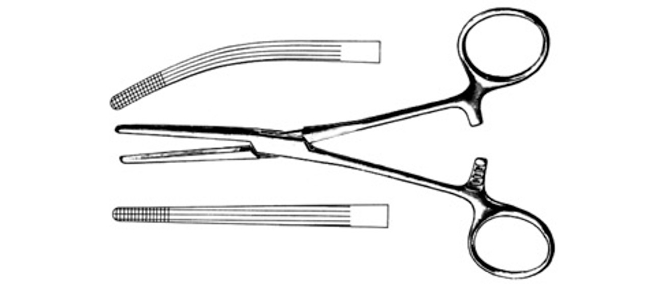 <p>Used to clamp tissue bundles that contain blood vessels. Longitudinal grooves and cross grooves at the tip.</p>