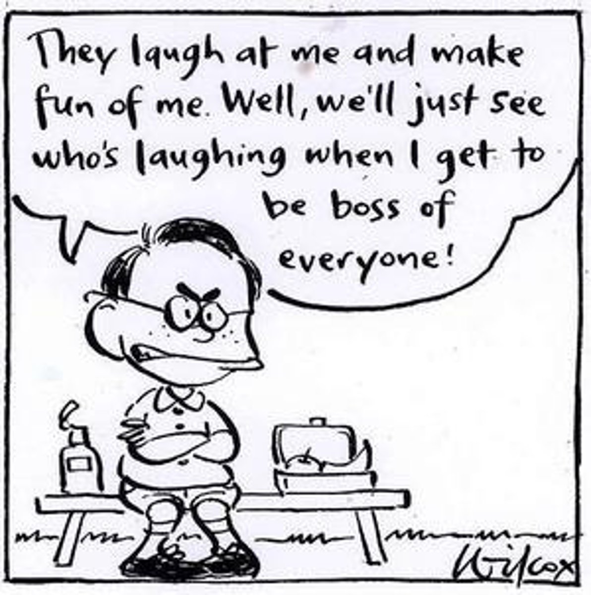 <p>sarcastic, critical, and mocking another's weaknesses.</p>