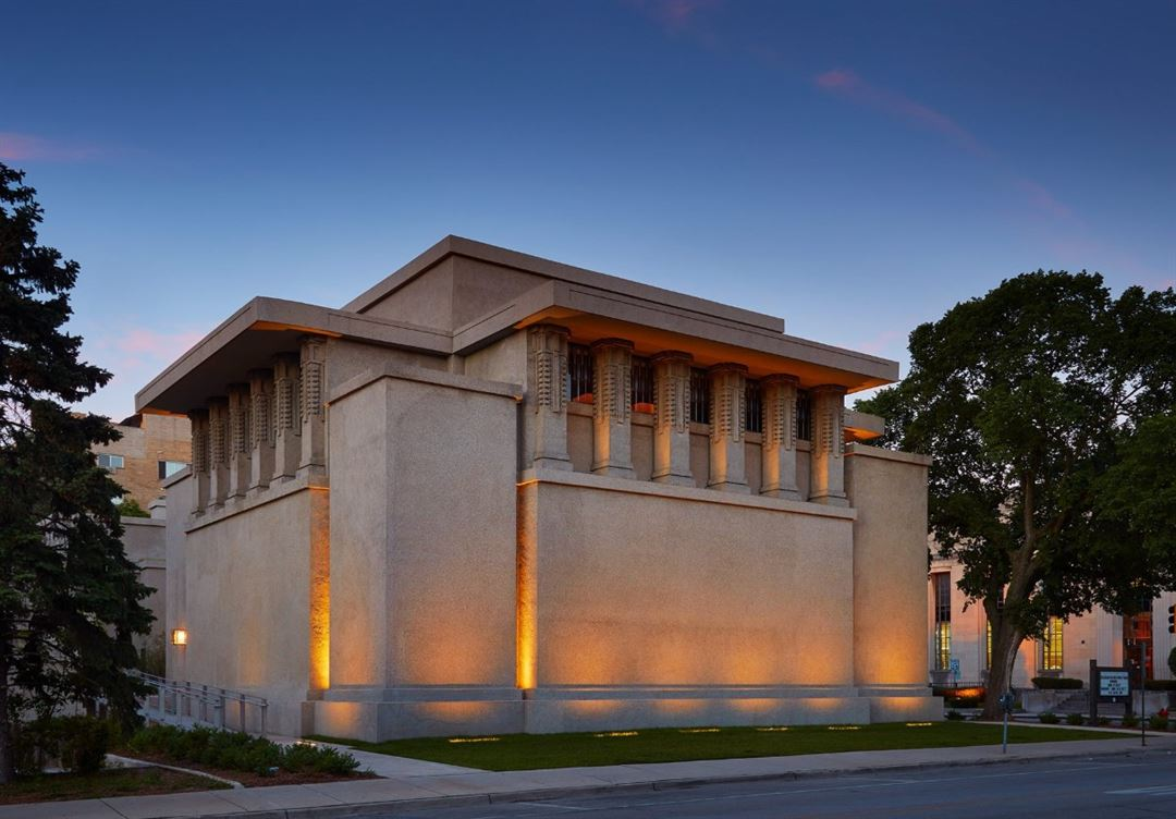 <ul><li><p><strong>organic architecture - </strong><span>creating harmony within  the different parts of a building, and between the building and its surroundings</span></p></li><li><p><strong>Unity Temple </strong></p></li><li><p><strong>Larkin Building</strong></p></li></ul><p></p>