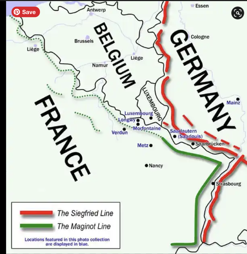 <p>line on border of Germany and france. HEAVILY fortified</p>