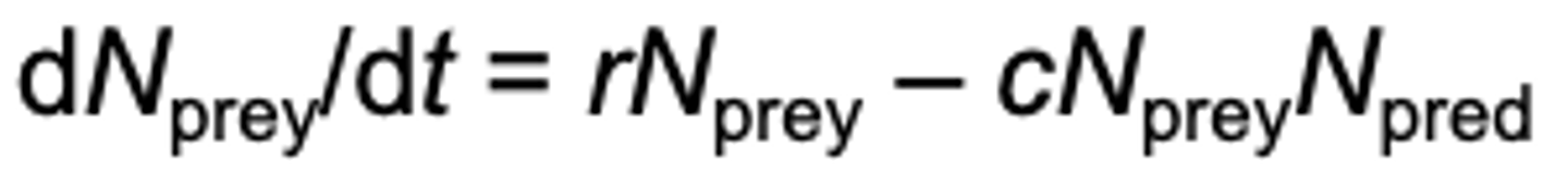 <p>dNprey/dt = rNprey- cNpreyNpred</p>