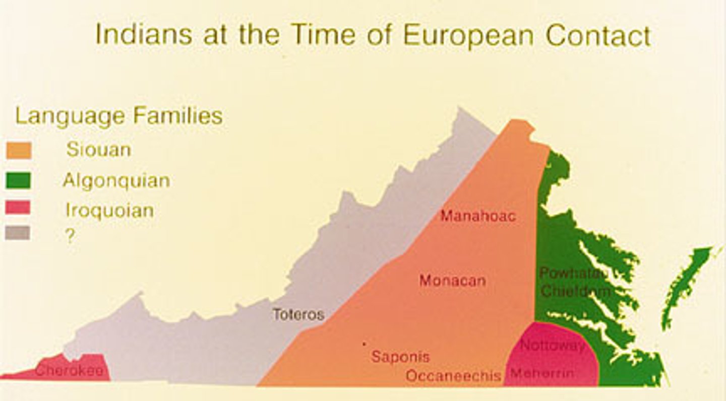 <p>The three major Native American language groups in Virginia.</p>