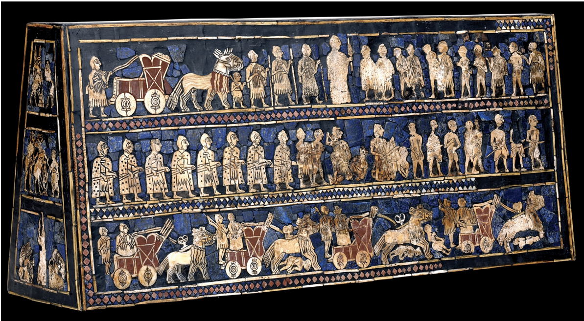 <p>What is the term for the horizontal bands of imagery that wrap this object?</p><ul><li><p>Relief sculpture</p></li><li><p>Composition</p></li><li><p>Hierarchical scale</p></li><li><p>Registers</p></li></ul><p></p>